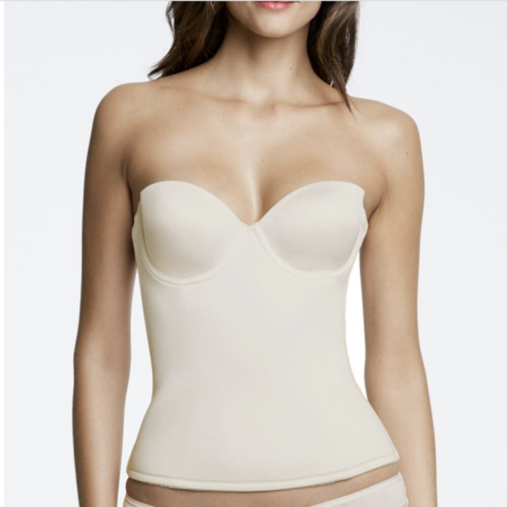Plus Size Women's Paige Seamless Padded Longline Bra by Dominique in Bone38B NWT